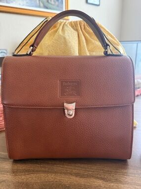 Burberrys Brown Leather Top-Handle Bag